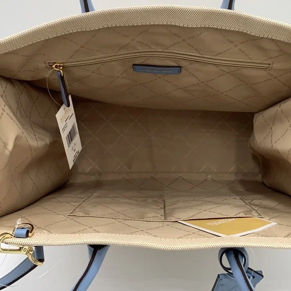 Michael Kors Mirella Large NS Logo Jacquard Tote Crossbody Bag Chambray Blue - Picture 11 of 16